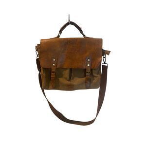 VTG Canvas & Leather Messenger Laptop Bag 15” Vintage Rugged Americana